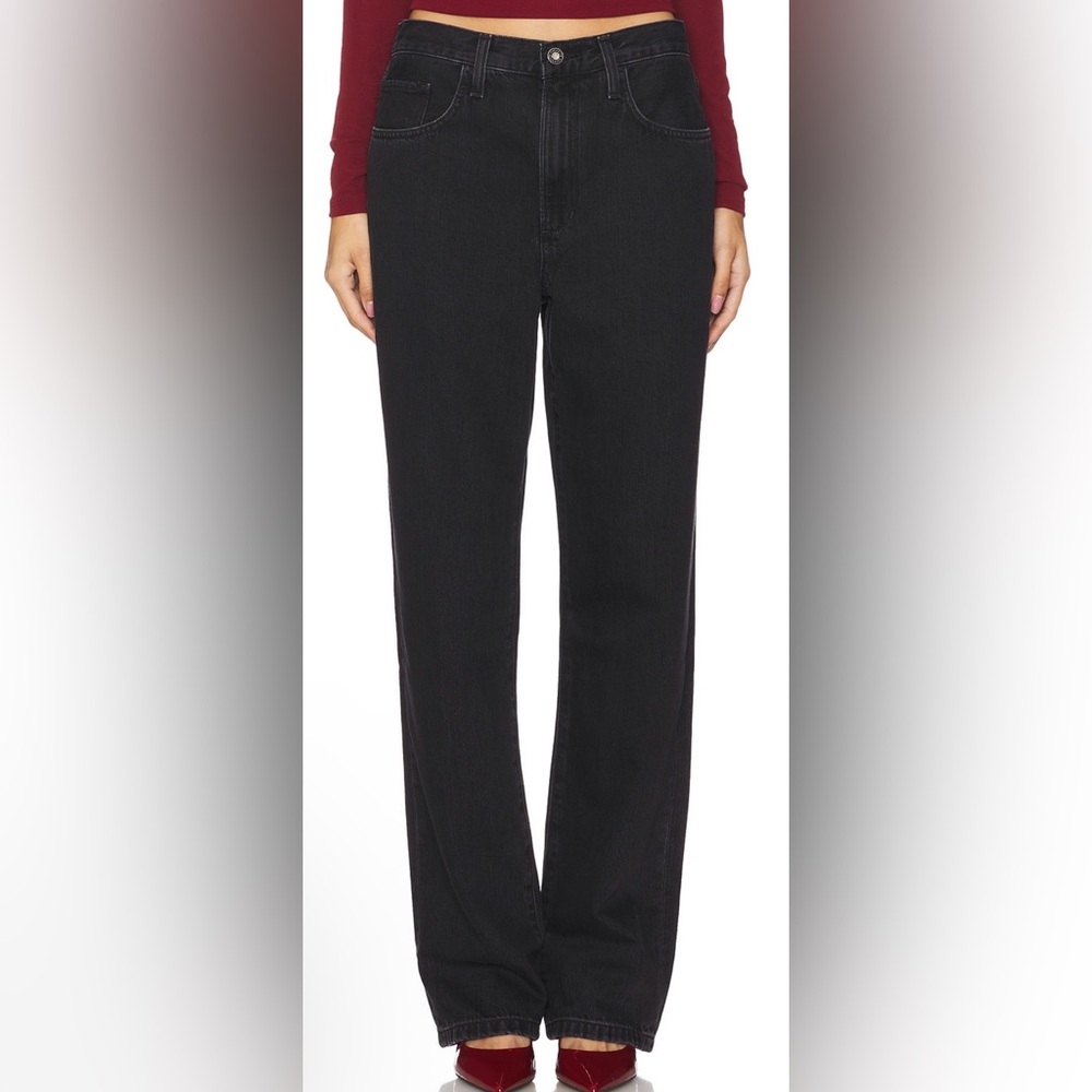 Favorite Daughter The Tommy Low Slung Long Straight Jeans in Asphalt